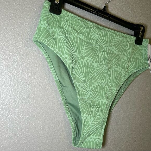 NEW PINK Victoria’s Secret green high waist textured bikini swim bottoms size M - Picture 4 of 7